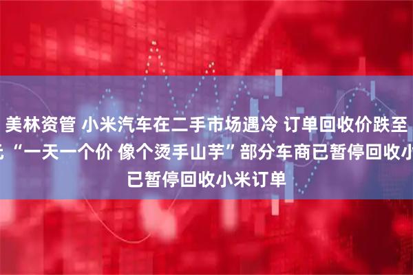 美林资管 小米汽车在二手市场遇冷 订单回收价跌至2000元 “一天一个价 像个烫手山芋”部分车商已暂停回收小米订单